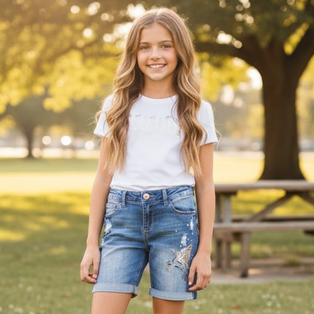 SO Girls Cuffed Denim Shorts – Size 12
